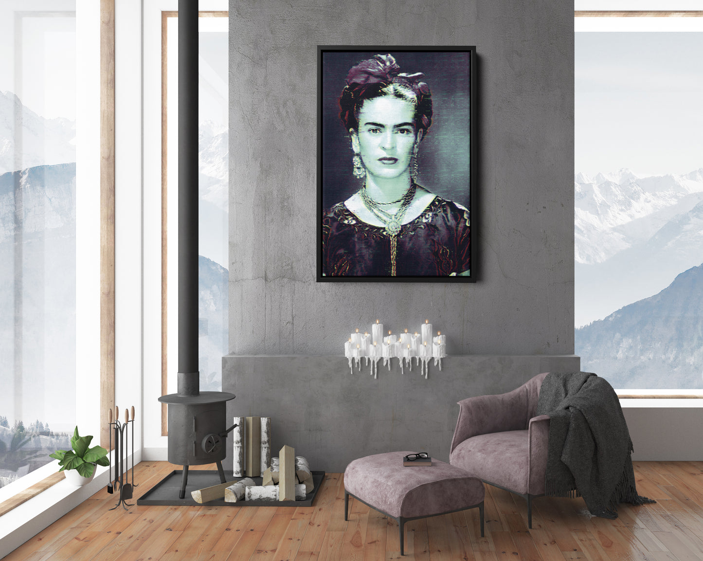 Frida Kahlo Glitch Poster Painter Canvas Wall Art Home Decor Framed Art