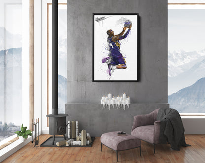 Kobe Bryant Basket Basketball The King Canvas Poster Wall Art Print Home Decor Framed Art