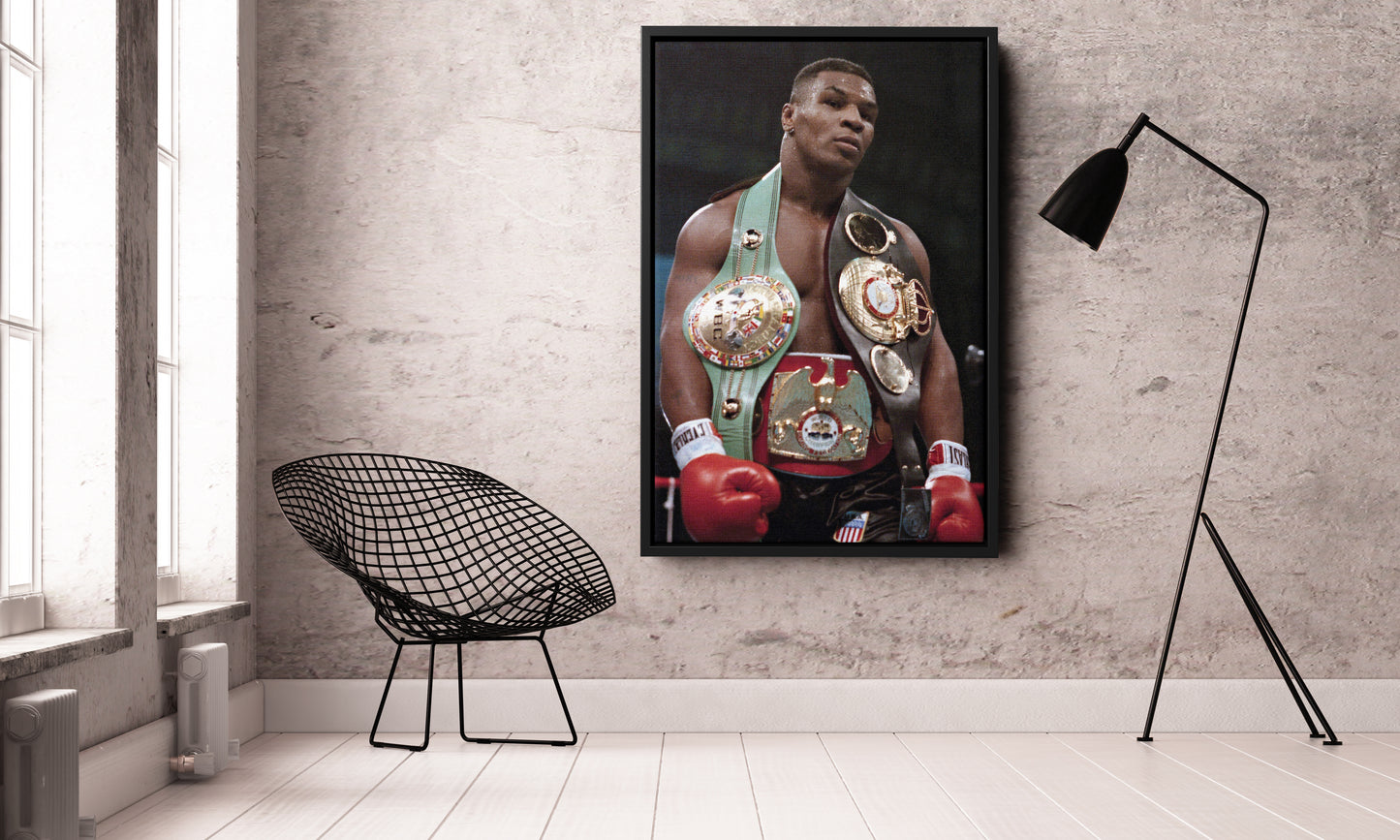 Mike Tyson With Belts Poster Boxing Canvas Wall Art Home Decor Framed Art