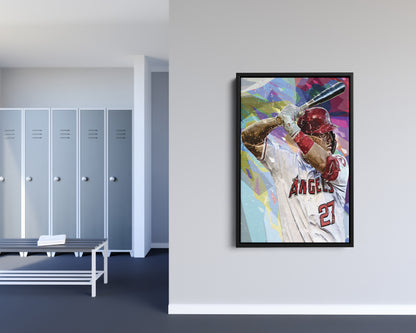 Mike Trout Pop Art Poster Los Angeles Angels Canvas Wall Art Home Decor Framed Art