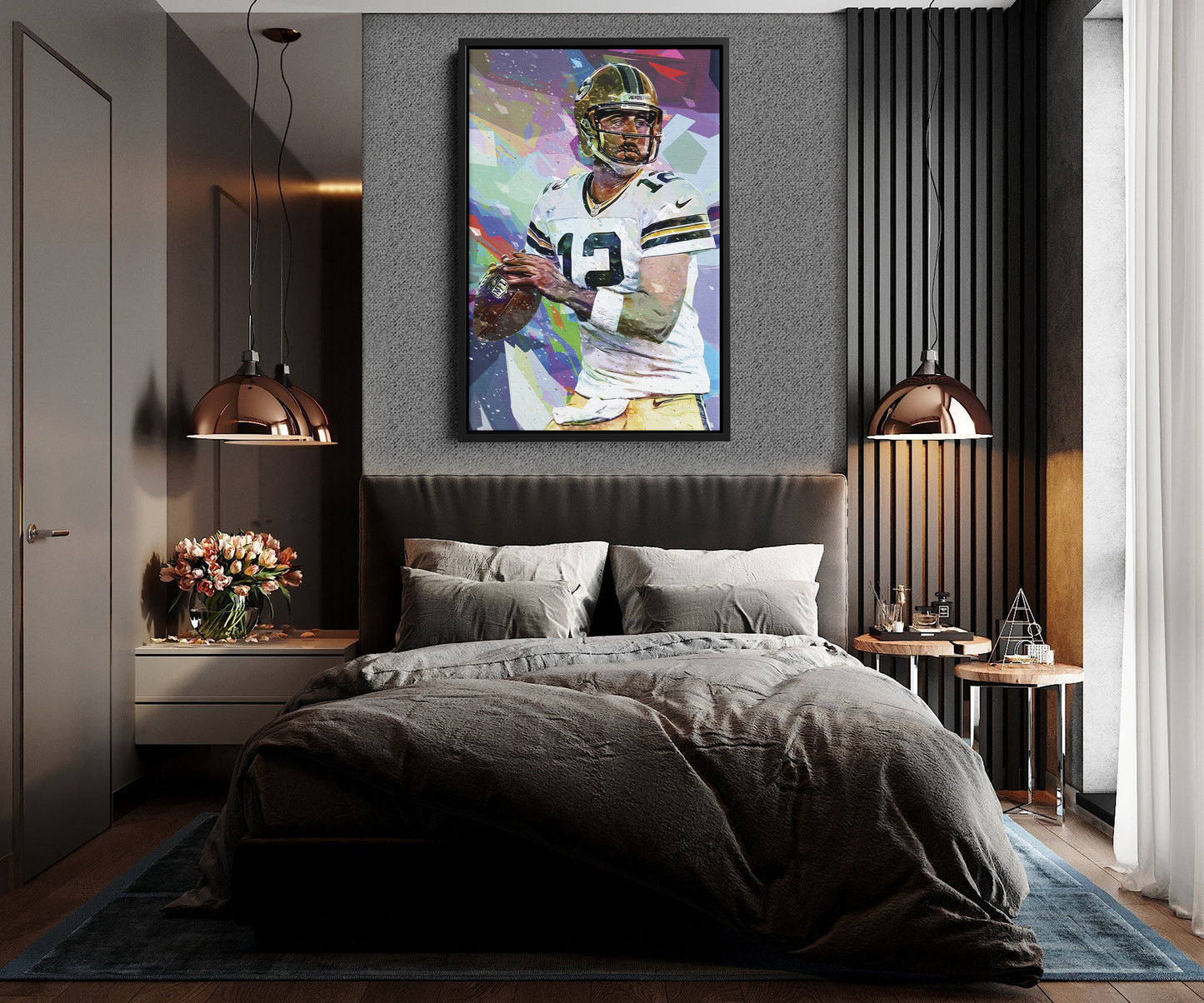 Aaron Rodgers Pop Art Poster Green Bay Packers Football Canvas Wall Art Home Decor Framed Art