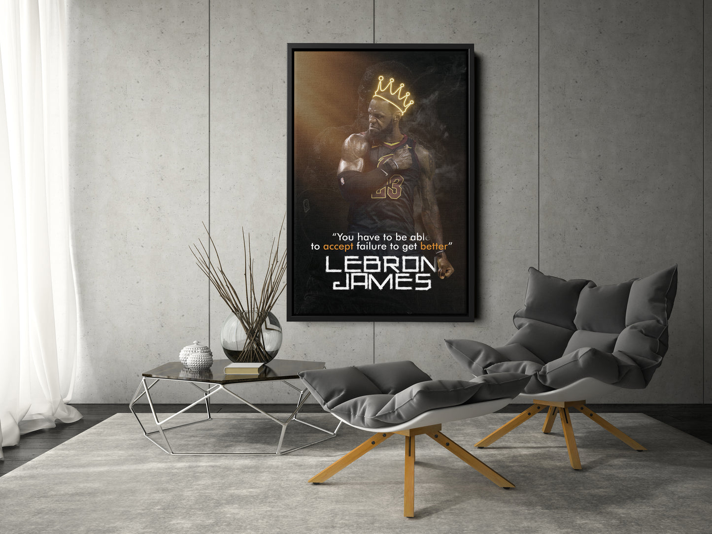 Lebron James Art Poster King Quote Cleveland Cavaliers Canvas Wall Art Home Decor Framed Art