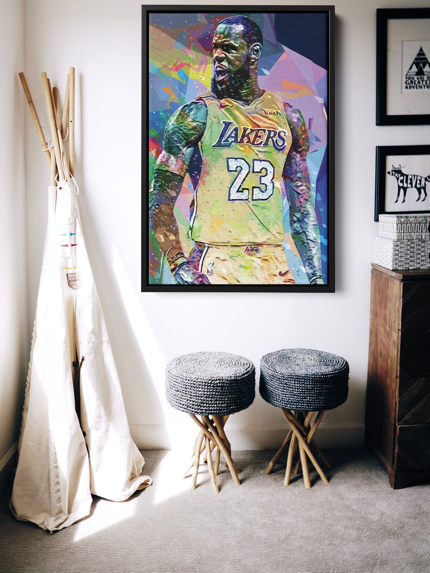 Lebron James Pop Art Poster Los Angeles Lakers Canvas Wall Art Home Decor Framed Art