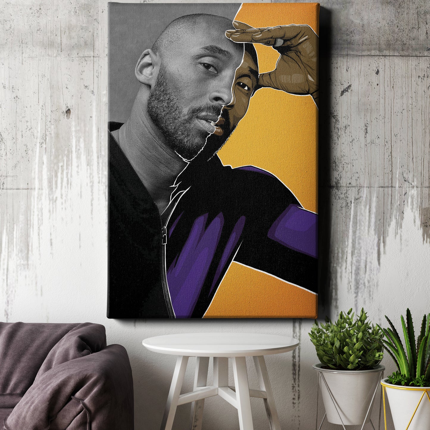 Kobe Bryant Cartoon Effect Canvas Poster Wall Art Print Home Decor Framed Art