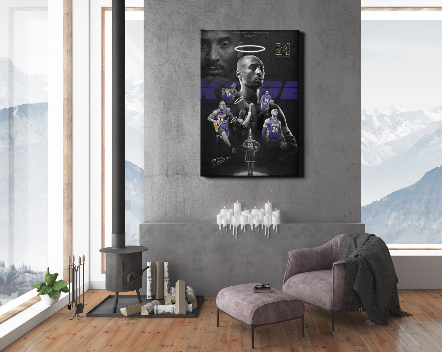 Mamba Out Kobe Bryant 2-24-20 Basketball Canvas Poster Wall Art Print Home Decor Framed Art