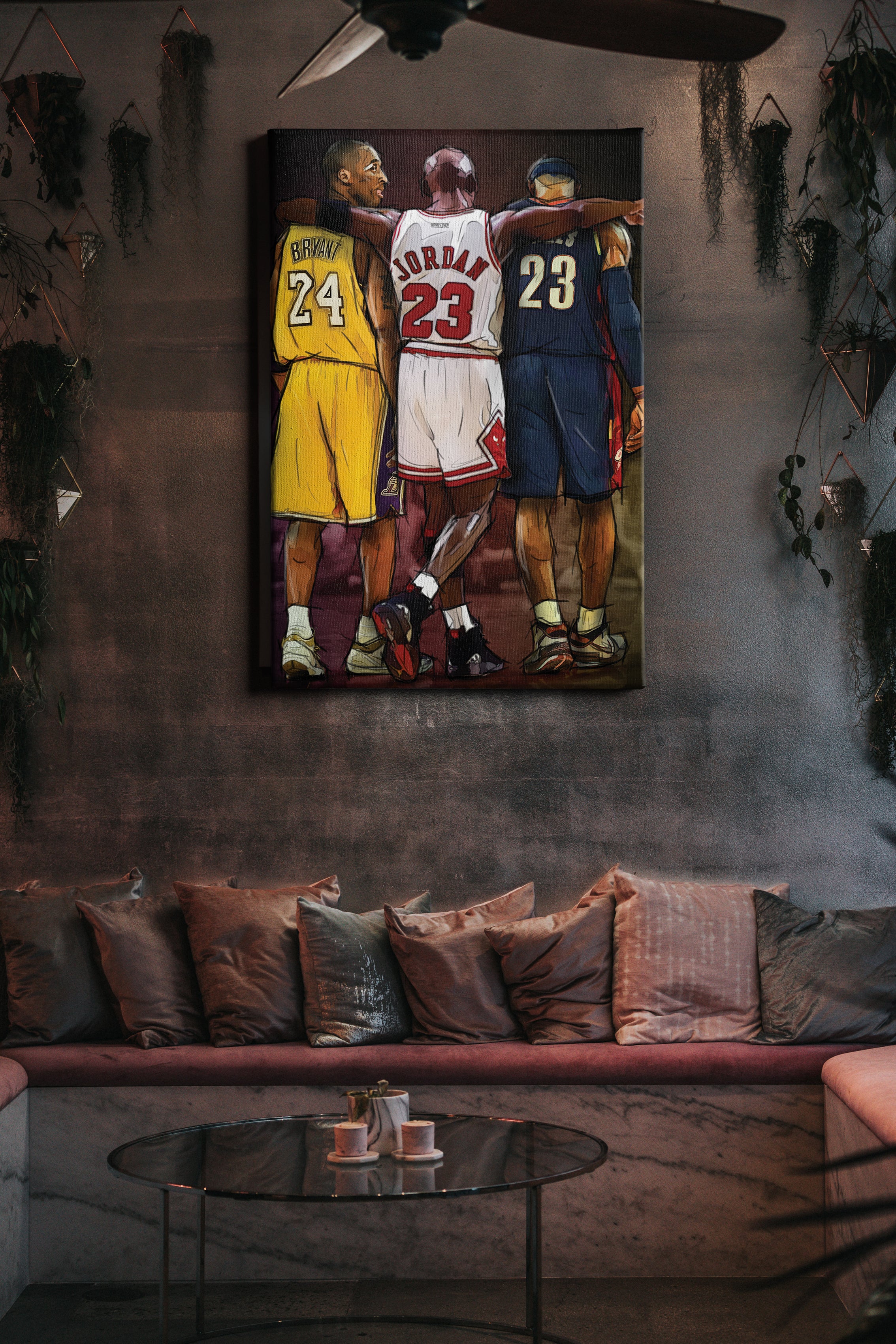 Michael Jordan Kobe Bryant Lebron James Canvas Print Basketball Poster