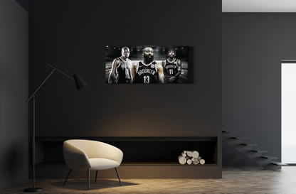 James Harden Kevin Durant Kyrie Irving Big Trio Wall Art Home Decor Hand Made Canvas Print