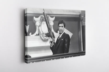 Scarface Poster Al Pacino with Gun Wall Art Home Decor Hand Made Canvas Print