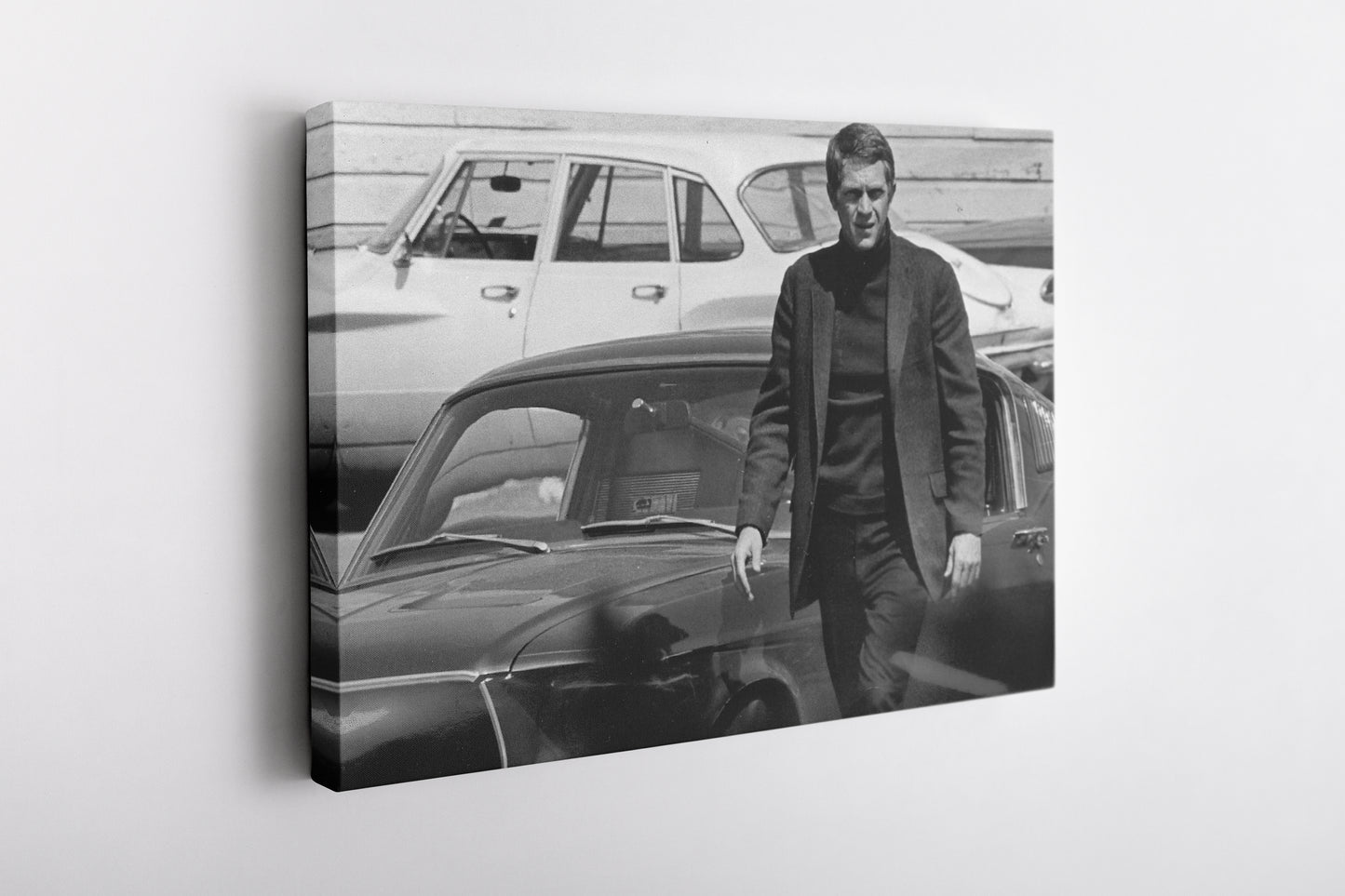 Steve McQueen Poster American Actor Famous Black and White Wall Art Home Decor Hand Made Canvas Print