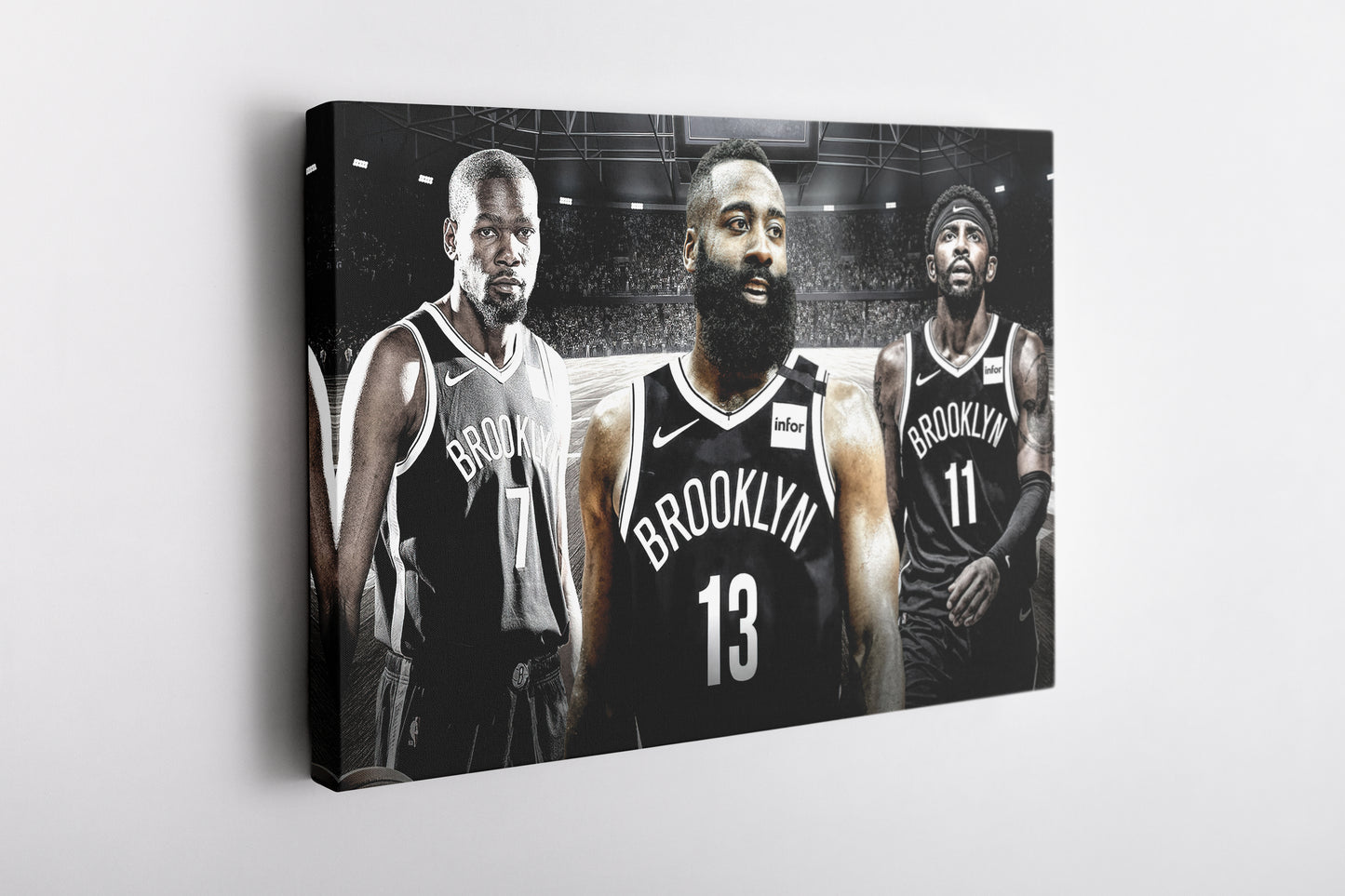 James Harden Kevin Durant Kyrie Irving Big Trio Wall Art Home Decor Hand Made Canvas Print