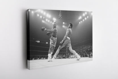 Muhammed Ali Poster Boxing Knockout Black and White Canvas Wall Art Home Decor Framed Art