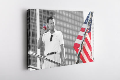 The Wolf of Wall Street with American Flag Canvas Wall Art Home Decor Framed Art