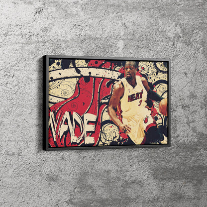 Dwyane Wade Poster Basketball Miami Heat Art Effect Canvas Wall Art Home Decor Framed Art