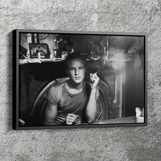 Marlon Brando Poster Smoking Canvas Wall Art Home Decor Framed Art