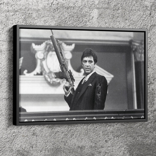 Scarface Poster Al Pacino with Gun Wall Art Home Decor Hand Made Canvas Print