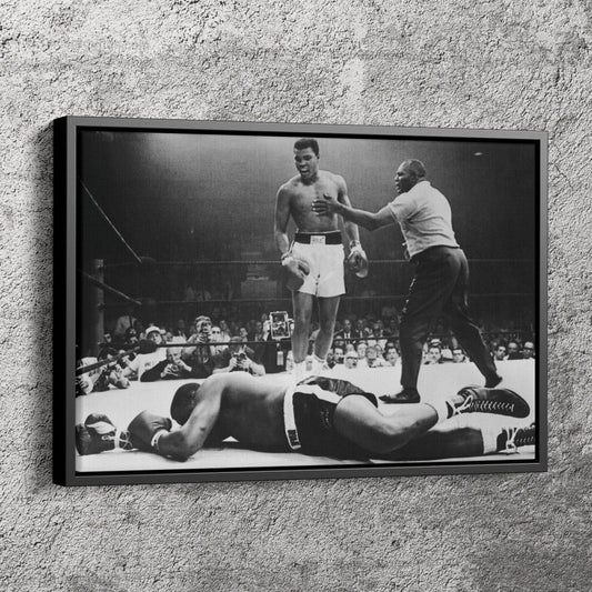 Muhammad Ali Poster Black and White Boxing Knock Out Canvas Wall Art Home Decor Framed Art