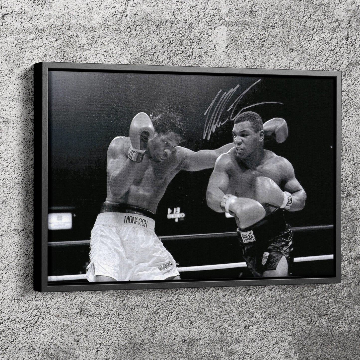 Mike Tyson Poster Boxing with Sign Black and White Canvas Wall Art Home Decor Framed Art