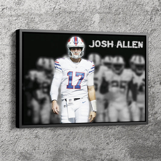 Josh Allen Highlighted Poster Buffalo Bills Canvas Wall Art Home Decor Framed Art