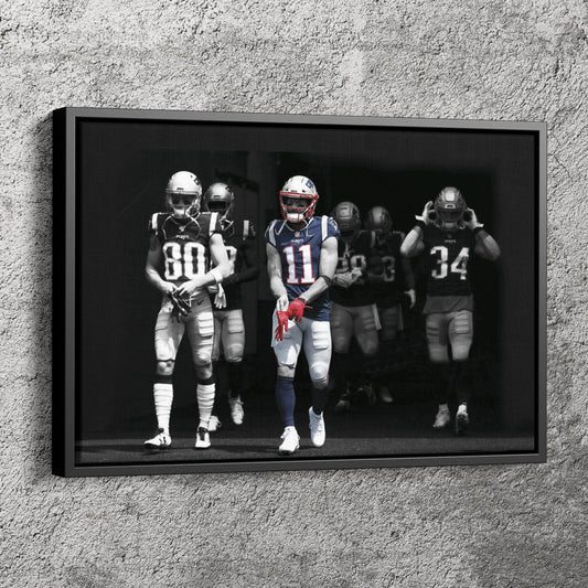 Julian Edelman Highlighted Poster New England Patriots Canvas Wall Art Home Decor Framed Art