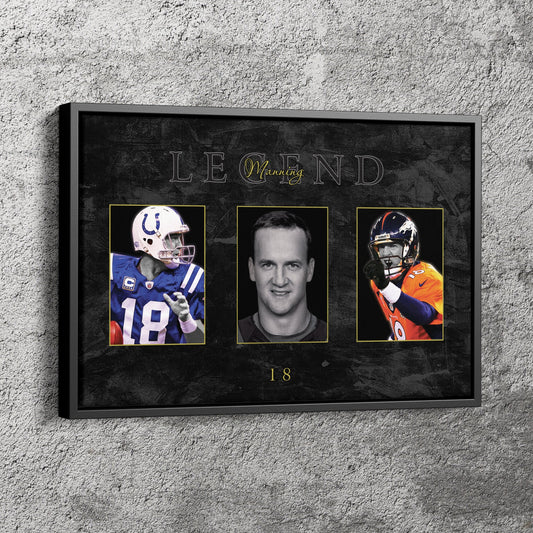 Peyton Manning Collage Art Poster NFL Legend Canvas Wall Art Home Decor Framed Art