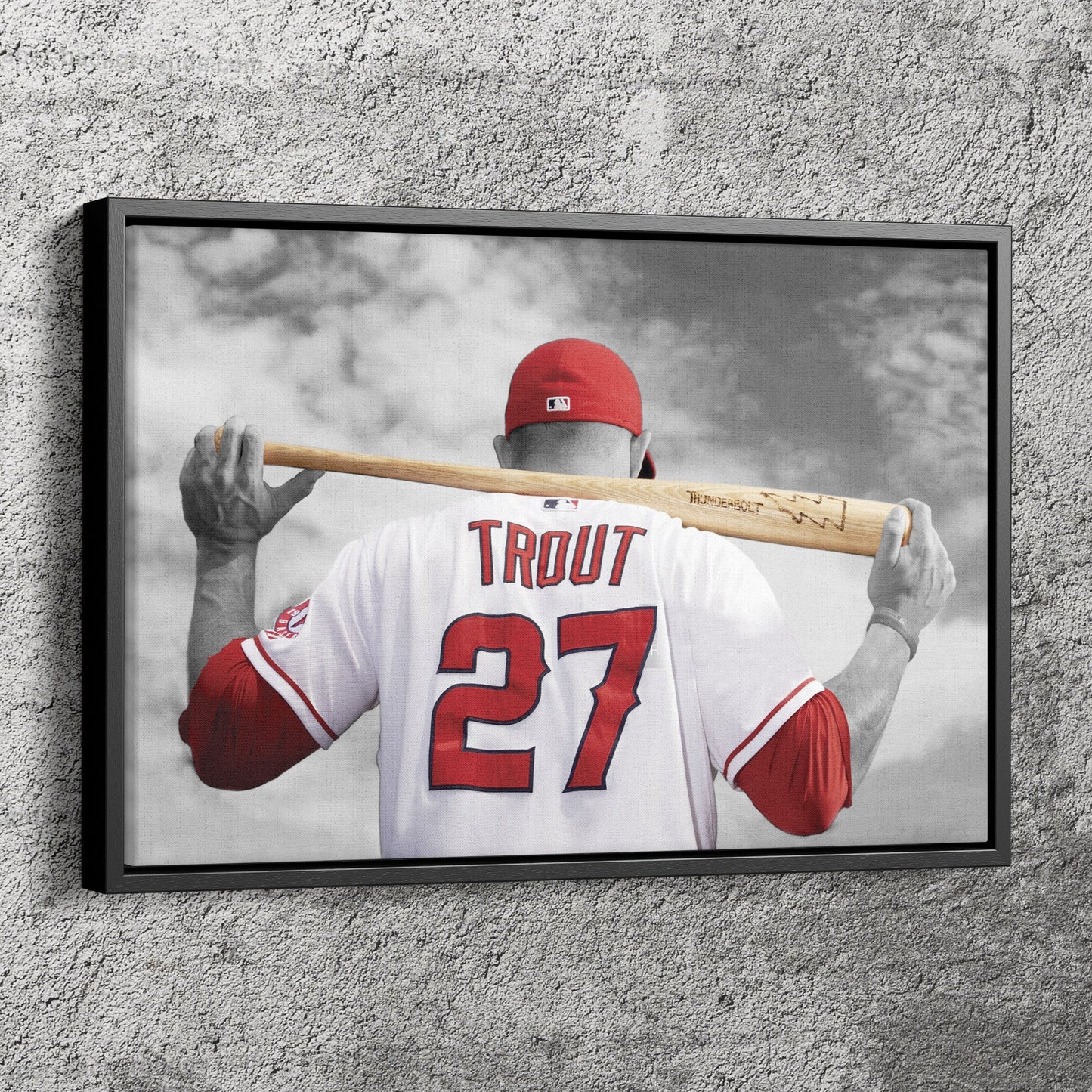 Mike Trout Poster Los Angeles Angels Center Fielder MLB Canvas Wall Art Home Decor Framed Art