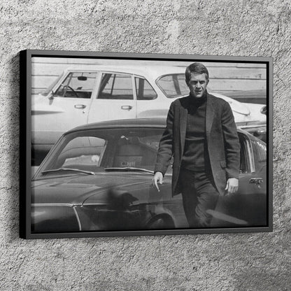 Steve McQueen Poster American Actor Famous Black and White Wall Art Home Decor Hand Made Canvas Print