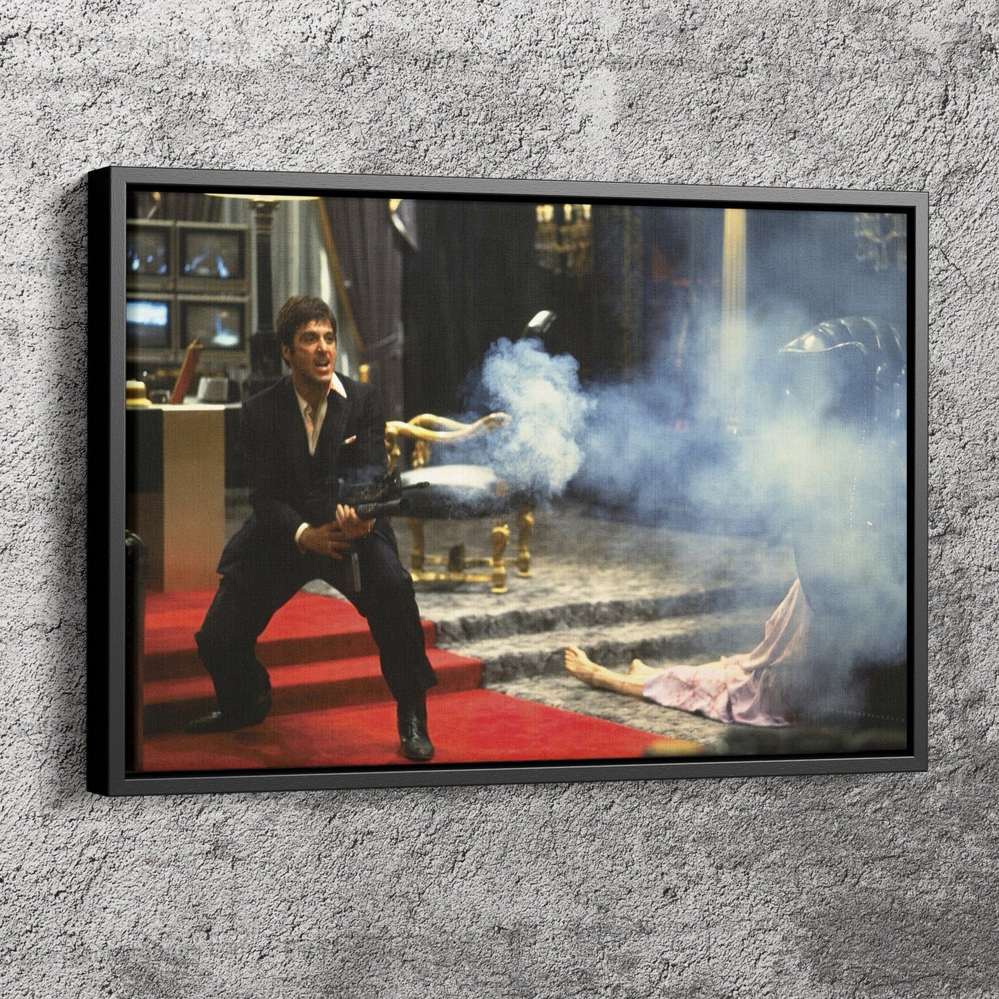 Scarface Movie Scene Poster Say Hello To My Little Friend Canvas Wall Art Home Decor Framed Art