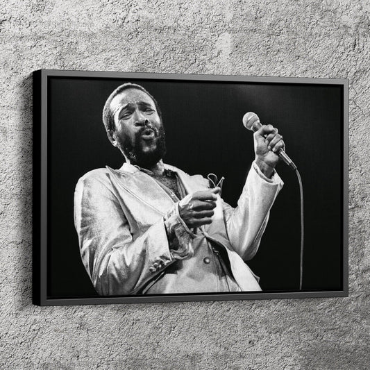 Marvin Gaye Poster Black and White Singer Canvas Wall Art Home Decor Framed Art