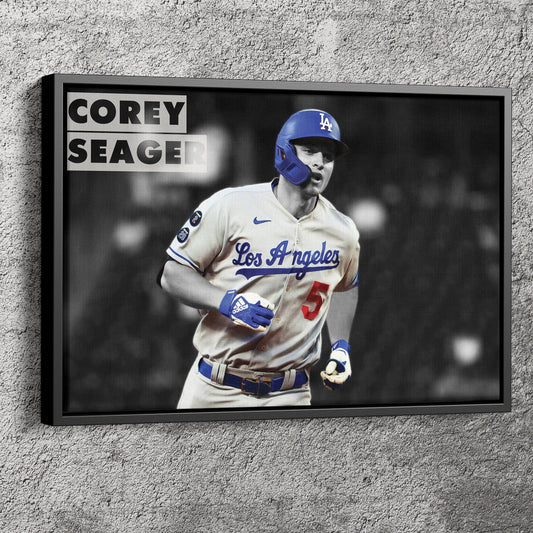 Corey Seager Poster Los Angeles Dodgers MVP Baseball Canvas Wall Art Home Decor Framed Art