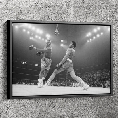 Muhammed Ali Poster Boxing Knockout Black and White Canvas Wall Art Home Decor Framed Art