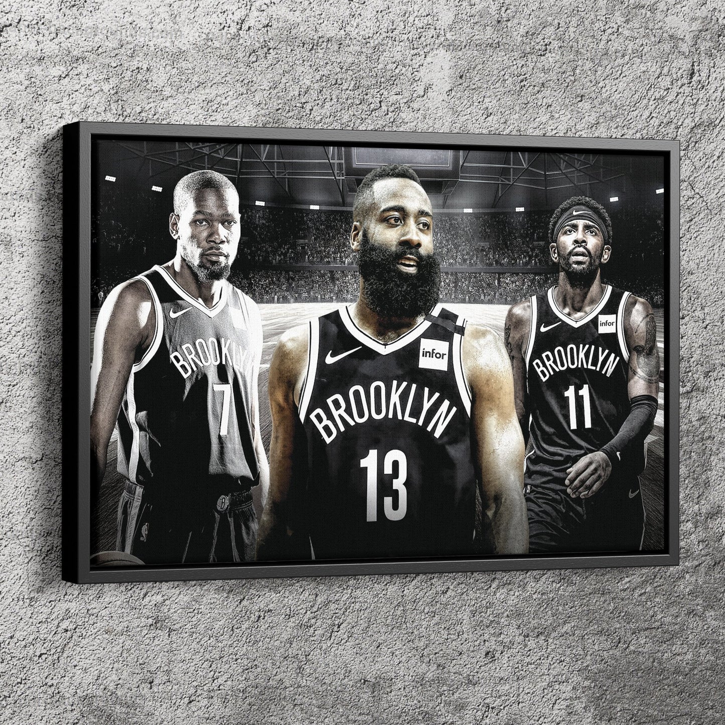 James Harden Kevin Durant Kyrie Irving Big Trio Wall Art Home Decor Hand Made Canvas Print