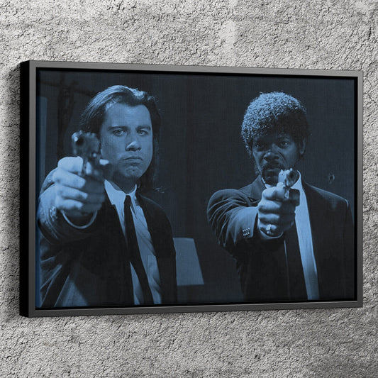 Pulp Fiction Poster John Travolta and Samuel L. Jackson Canvas Wall Art Home Decor Framed Art