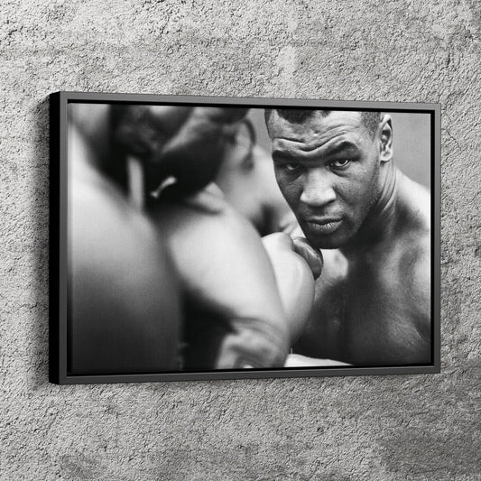 Mike Tyson Training Poster Black and White Boxing Canvas Wall Art Home Decor Framed Art