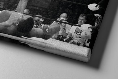 Muhammad Ali and Sonny Liston Knock Out Poster Black and White Boxing Wall Art Home Decor Hand Made Canvas Print